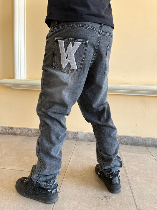 Grey flared jeans