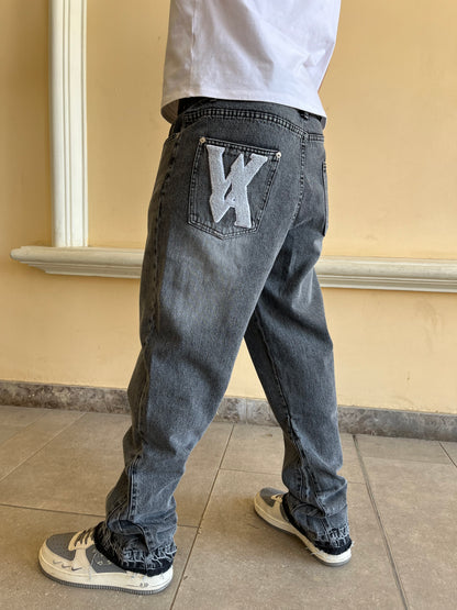 Grey flared jeans